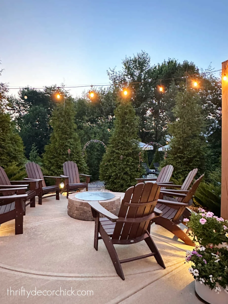 privacy with trees around fire pit